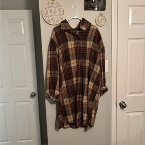 Plaid Oversized Shirt Dress
